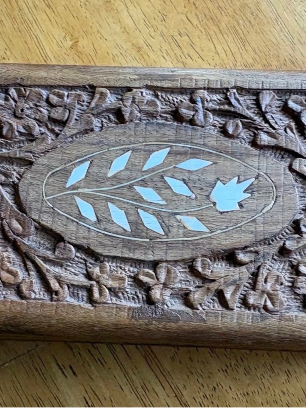 Vintage Hand Carved Sheesham Wooden Boxes With Bone Inlay